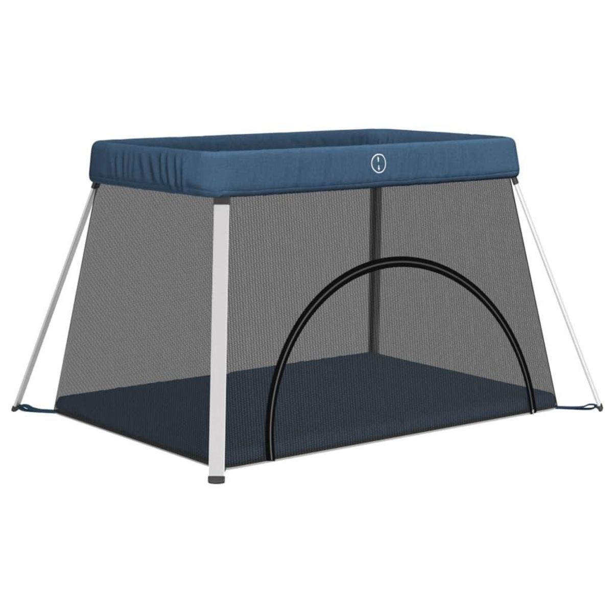 VIDAXL Parc pour bebe avec matelas Bleu marine Tissu de lin