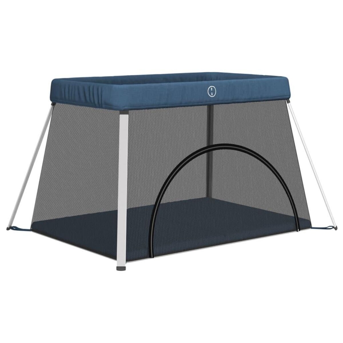 VIDAXL Parc pour bebe avec matelas Bleu marine Tissu de lin