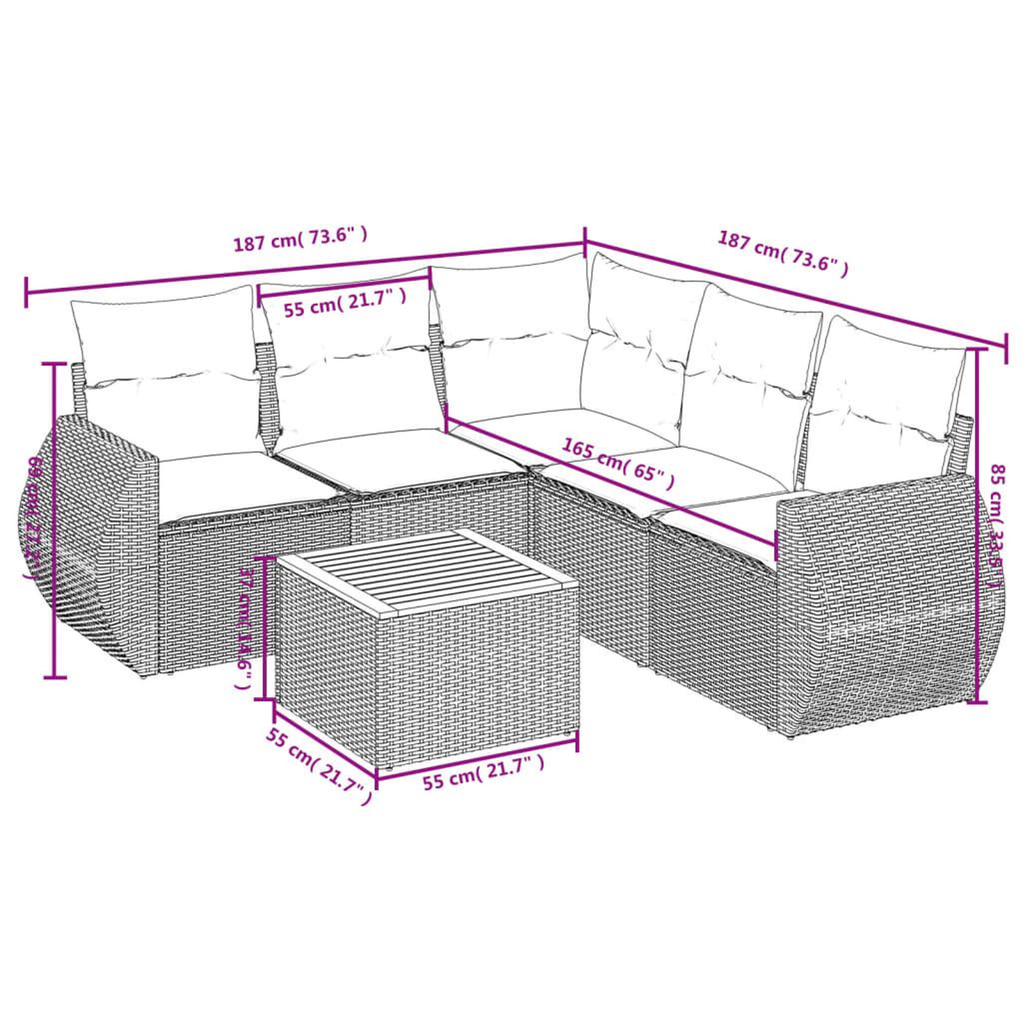 Voir la diapositive 4 : VIDAXL Salon de jardin avec coussins 6 pcs beige resine tressee
