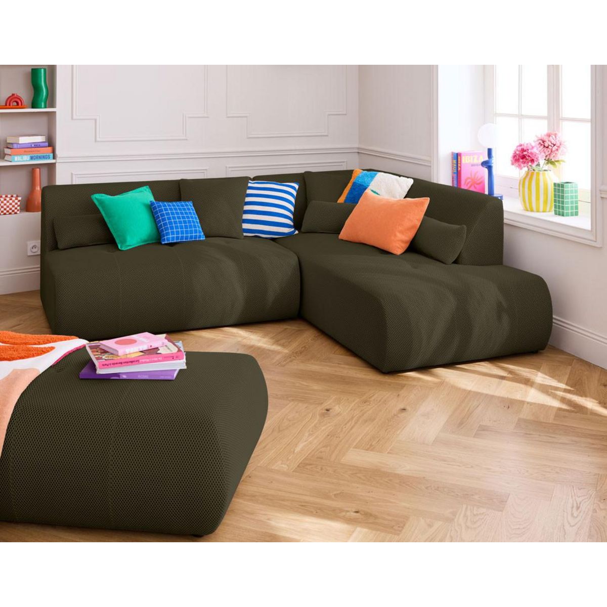 LISA DESIGN Onyx - pouf d'appoint - en tissu mailles 3d