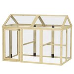 PAWHUT Enclos poulailler chenil 1,23 m² - parc grillagé dim 140L x 88,5l x 106H cm - 2 portes verrouillables - bois sapin