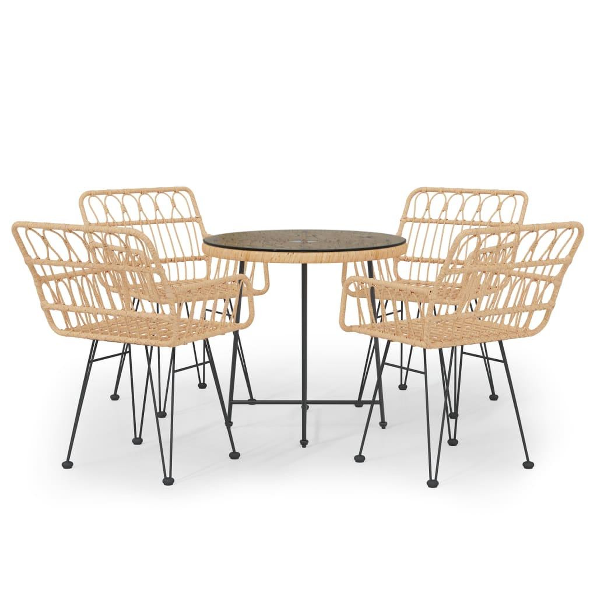Voir la diapositive 2 : VIDAXL Ensemble a manger de jardin 5pcs Resine tressee
