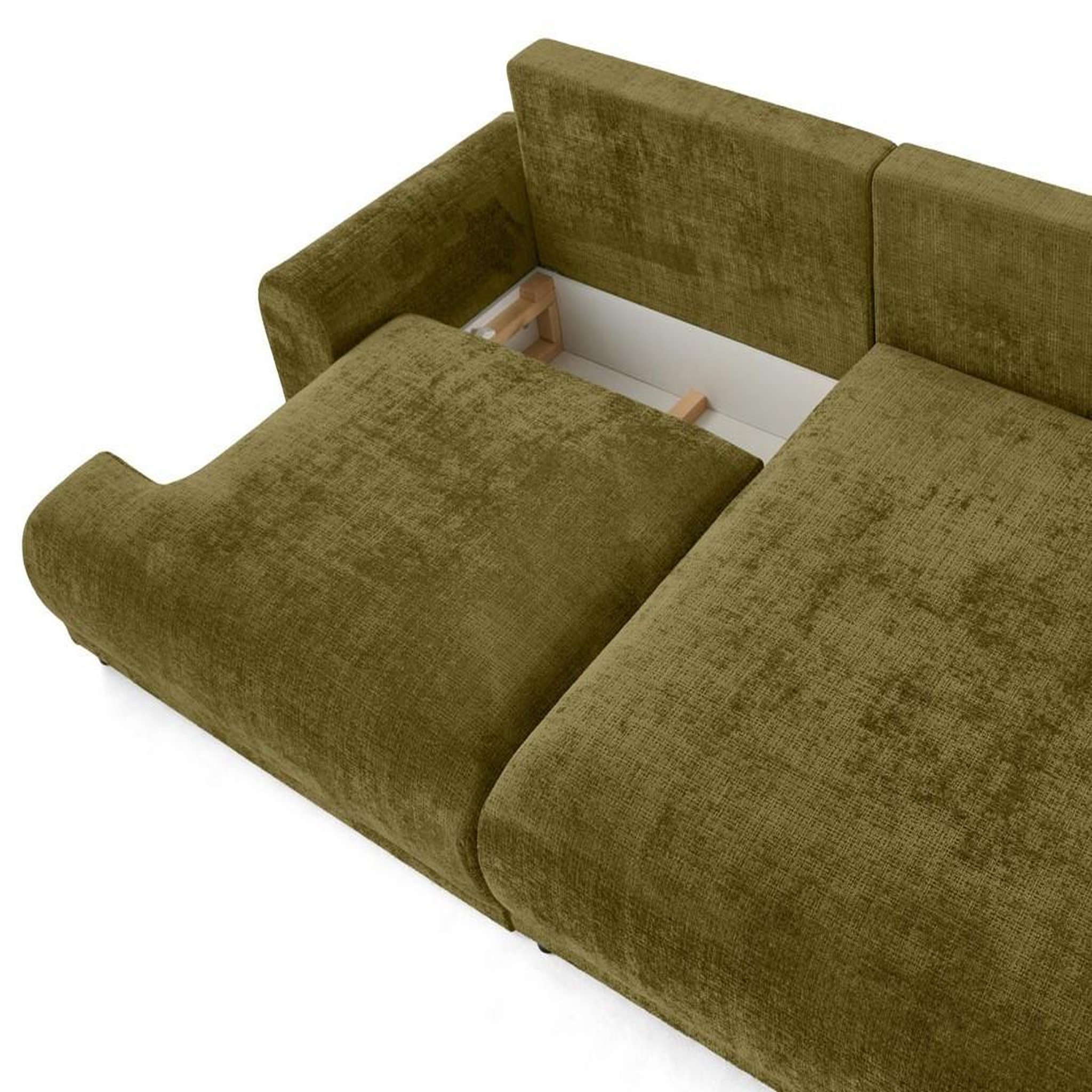 Voir la diapositive 3 : BEST MOBILIER Nelly - canapé d'angle droit 4 places convertible avec coffre en velours texturé
