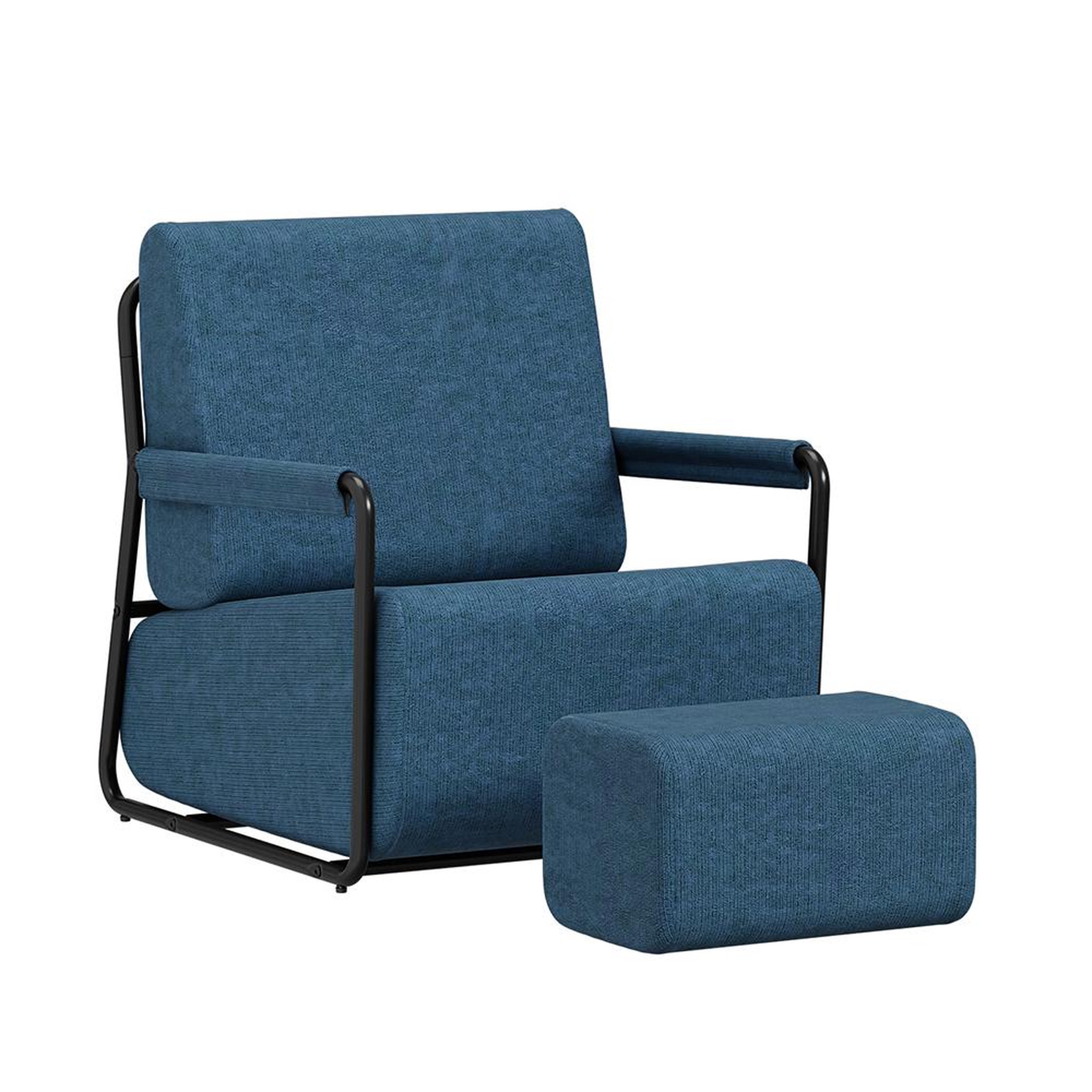 SOBUY Fauteuil lounge avec repose-pieds bleu foncé 59.5x67x78cm fst99-b