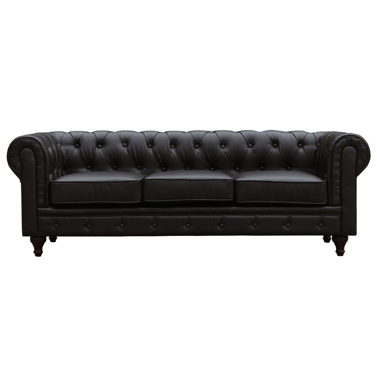 Habitat et Jardin Canapé fixe Chesterfield  Aliza  - 204 x 80 x 58 cm - 3 places - Marron