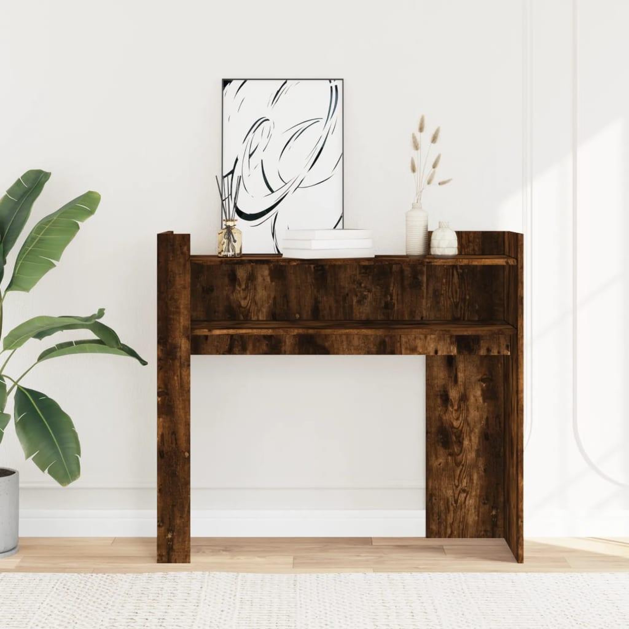 Voir la diapositive 3 : VIDAXL Table console chene fume 100x35x90 cm bois d'ingenierie