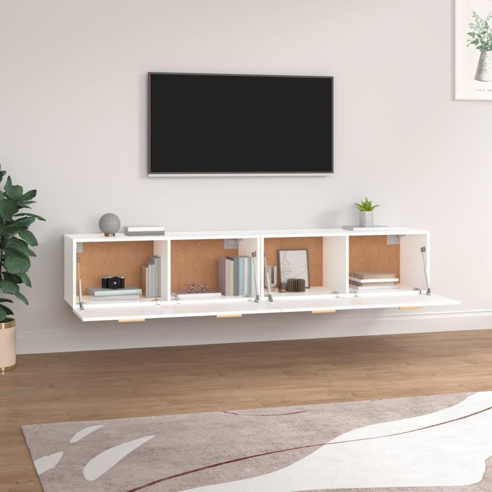 Voir la diapositive 3 : VIDAXL Armoires murales 2 pcs Blanc 100x36,5x35 cm Bois d'ingenierie