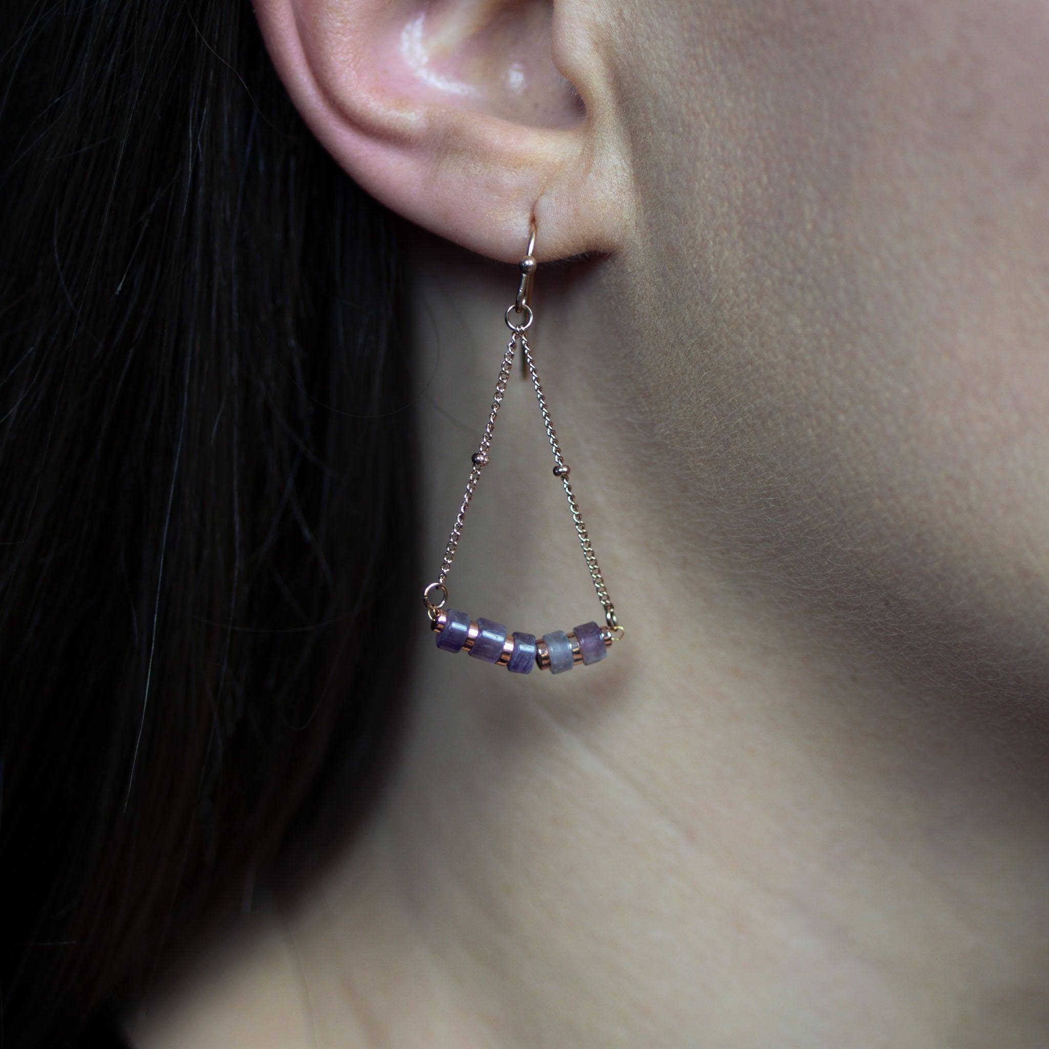 Voir la diapositive 3 : SLOYA Boucles d'oreilles Piana en pierres Améthyste