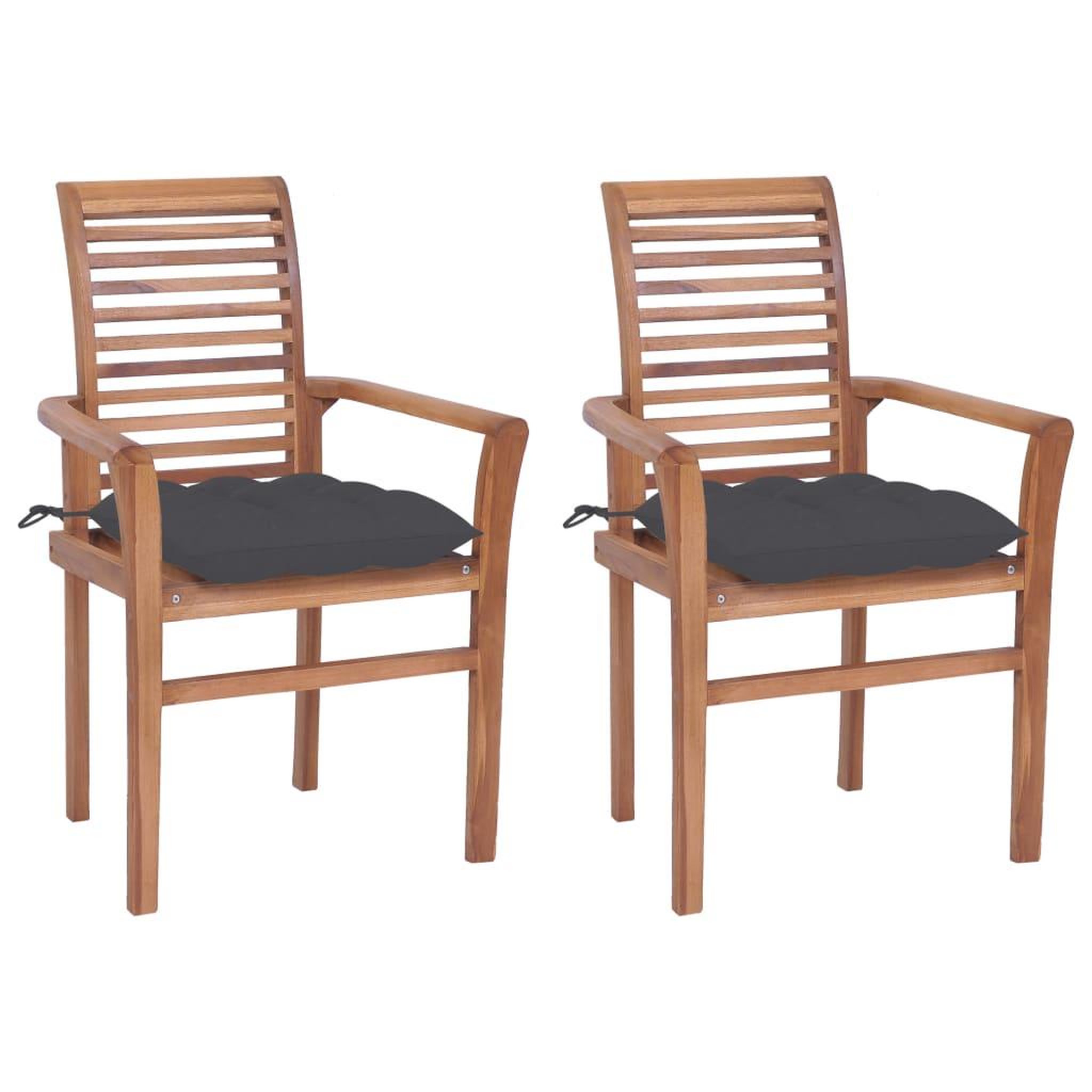 Voir la diapositive 1 : VIDAXL Chaises a manger lot de 2 avec coussins anthracite Bois de teck