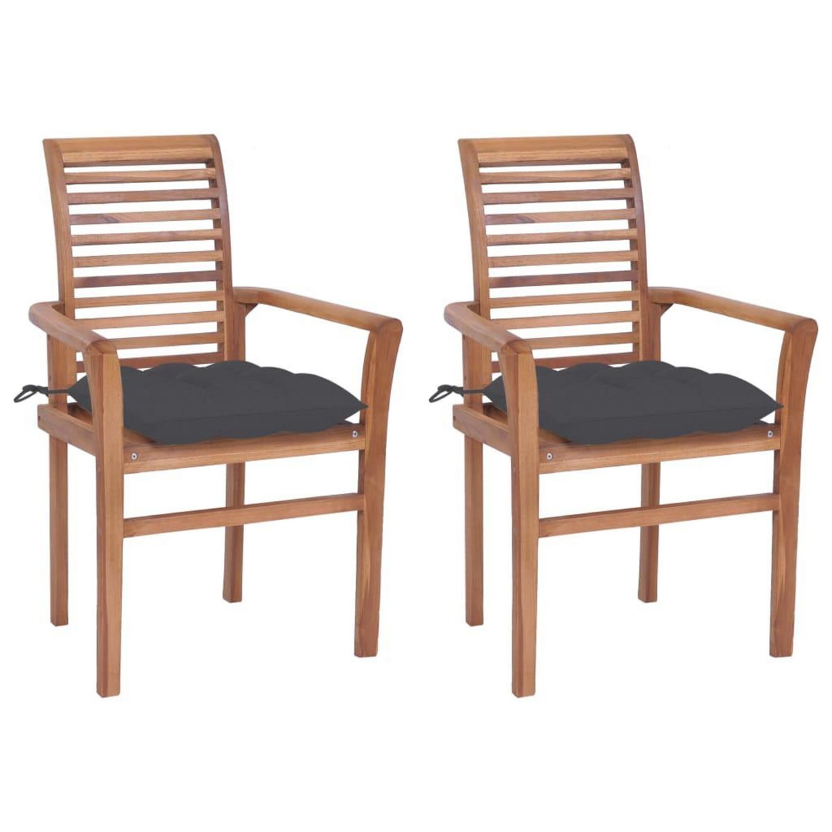 VIDAXL Chaises a manger lot de 2 avec coussins anthracite Bois de teck