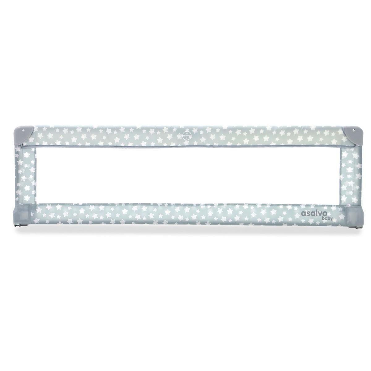 Asalvo Barrière de Lit Pliante 150 cm avec Étoiles Grises pour la Sécurité des Enfants