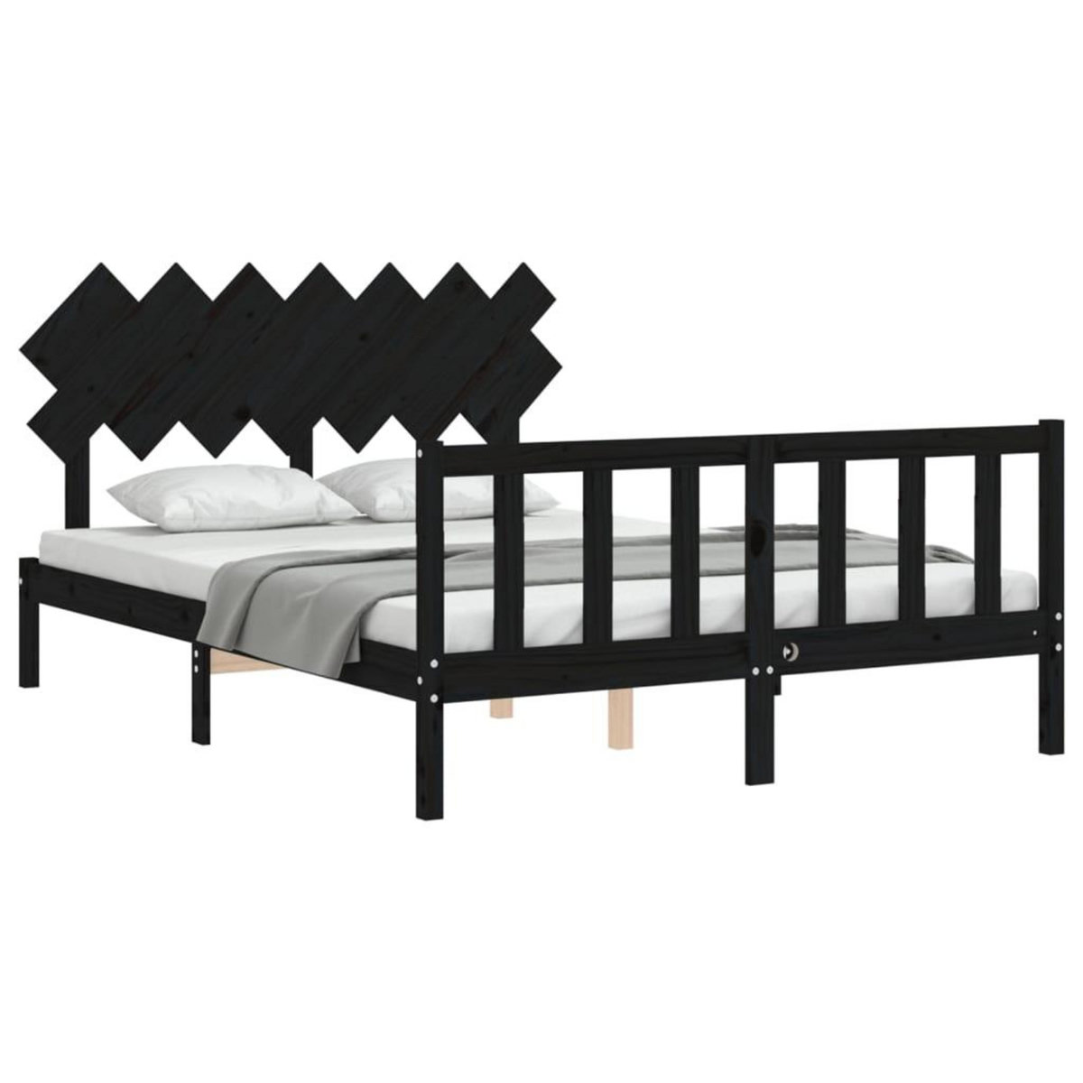 VIDAXL Cadre de lit sans matelas noir 140x190 cm bois de pin massif