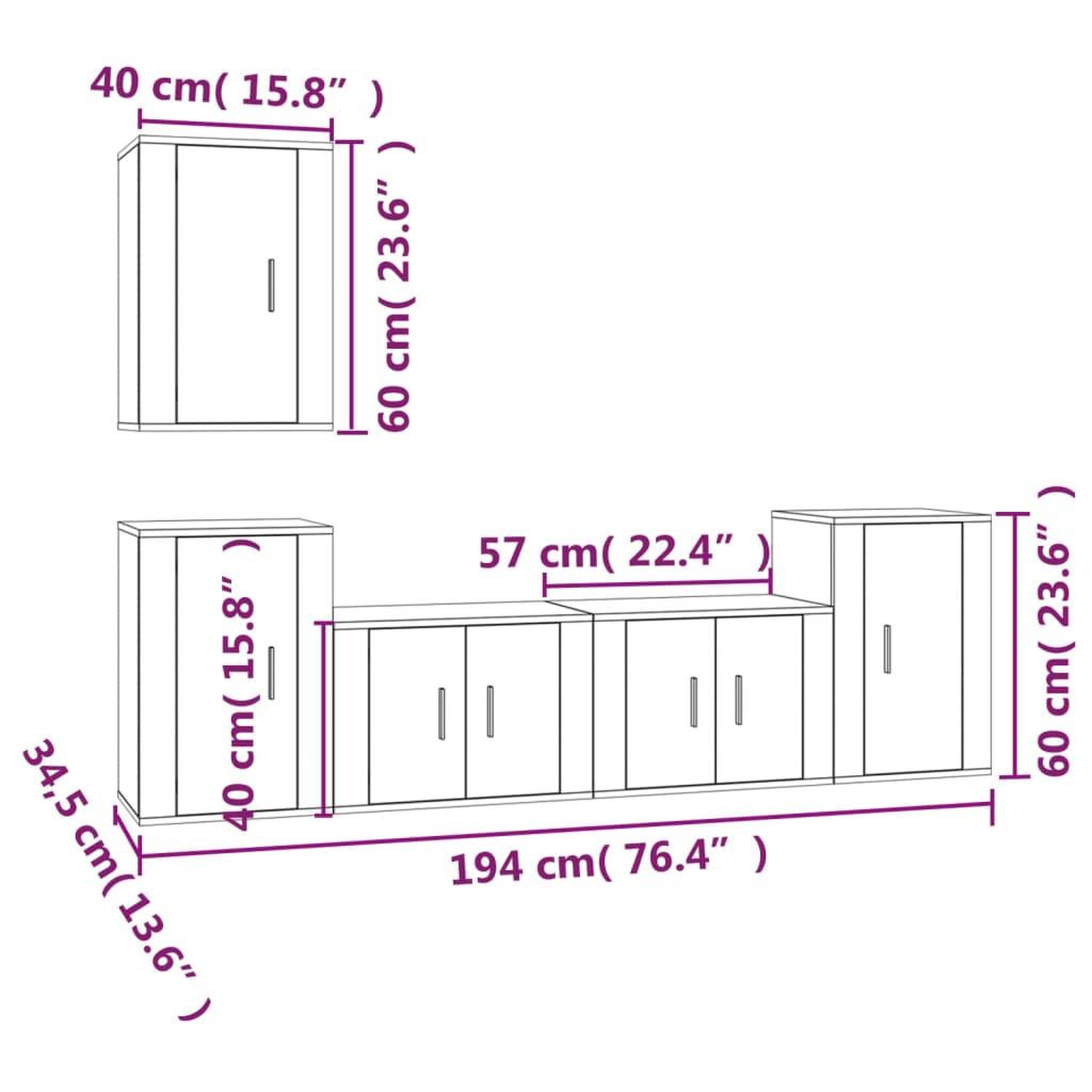 Voir la diapositive 5 : VIDAXL Ensemble de meubles TV 5 pcs Noir Bois d'ingenierie