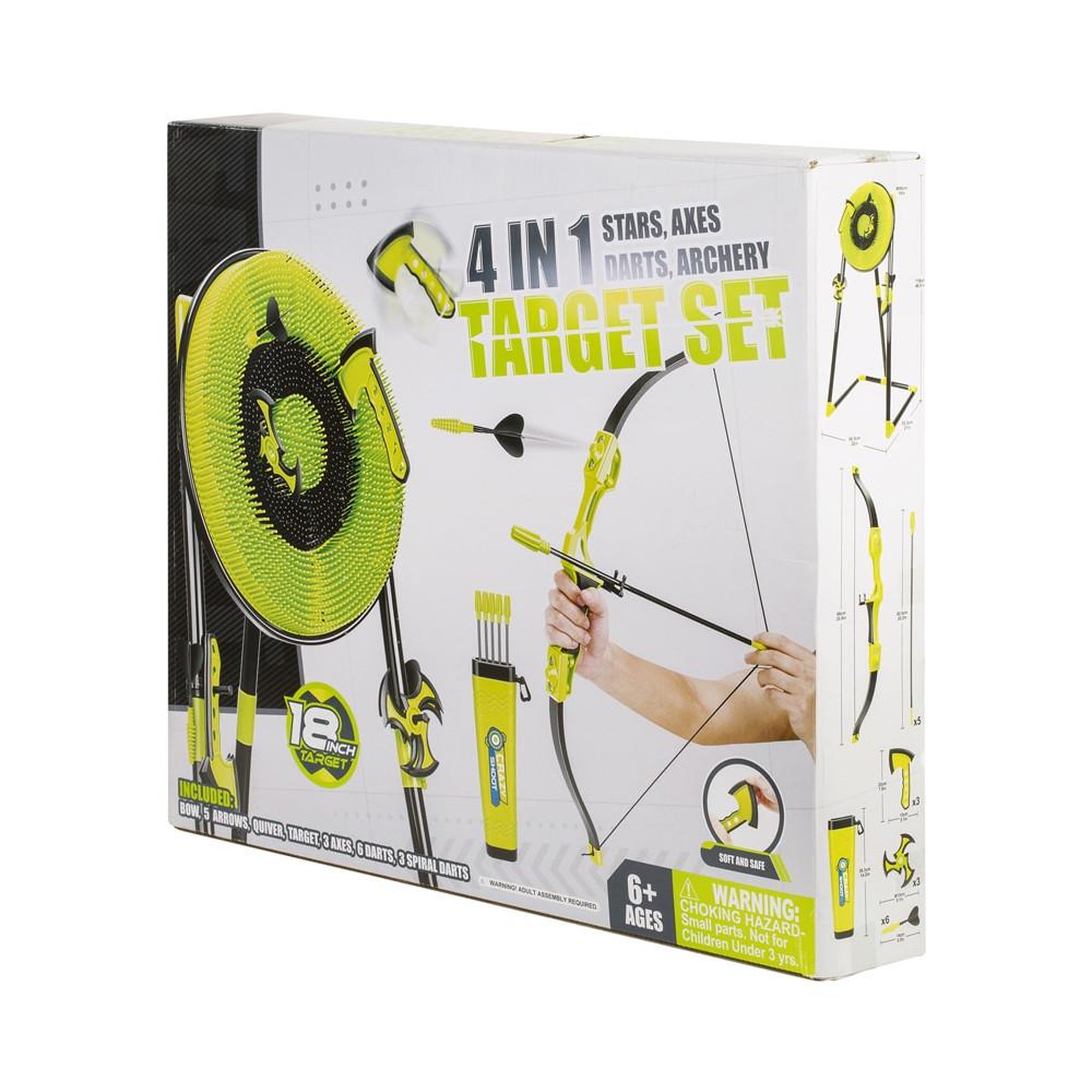 Coffret 4 en 1 cible de tir précision 18 pièces archery étoiles haches