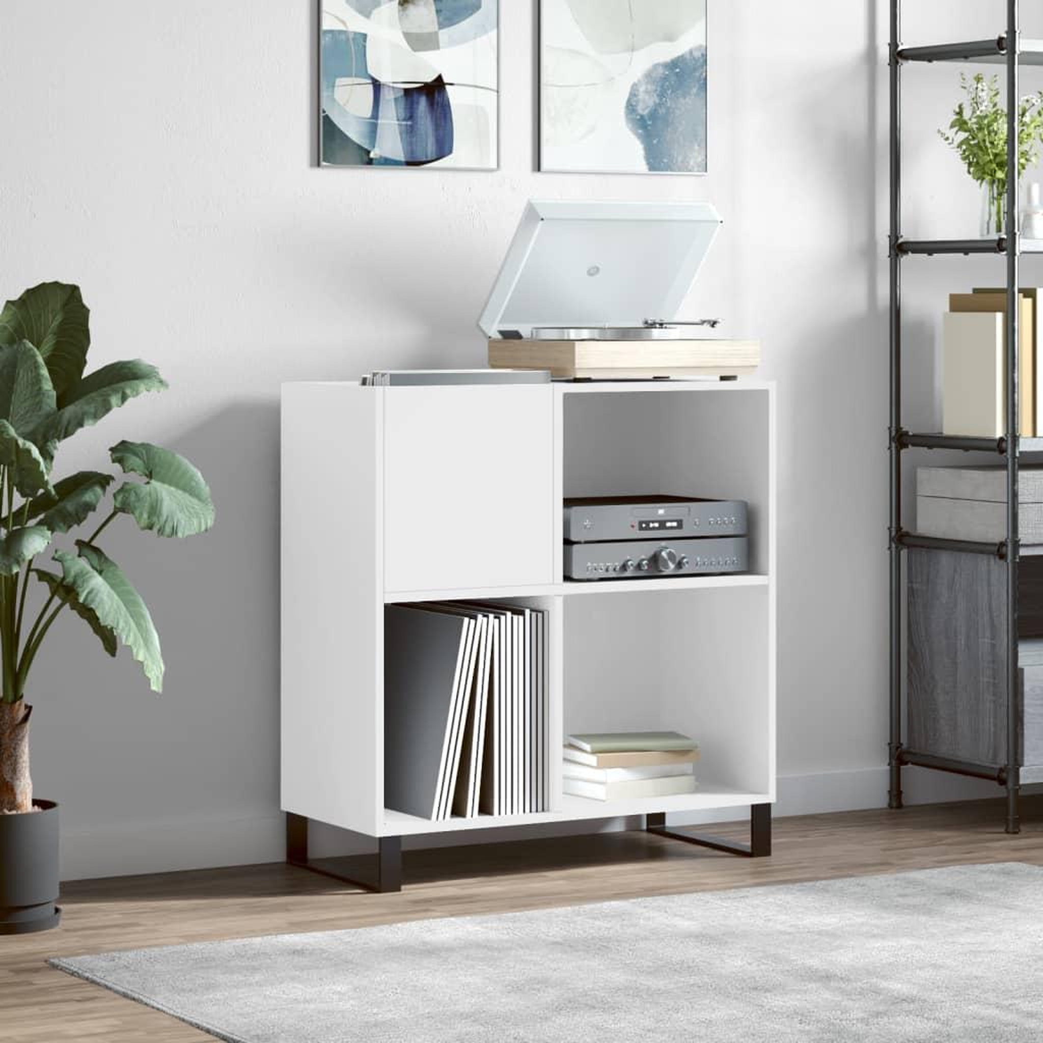 VIDAXL Armoire a disques blanc 84,5x38x89 cm bois d'ingenierie