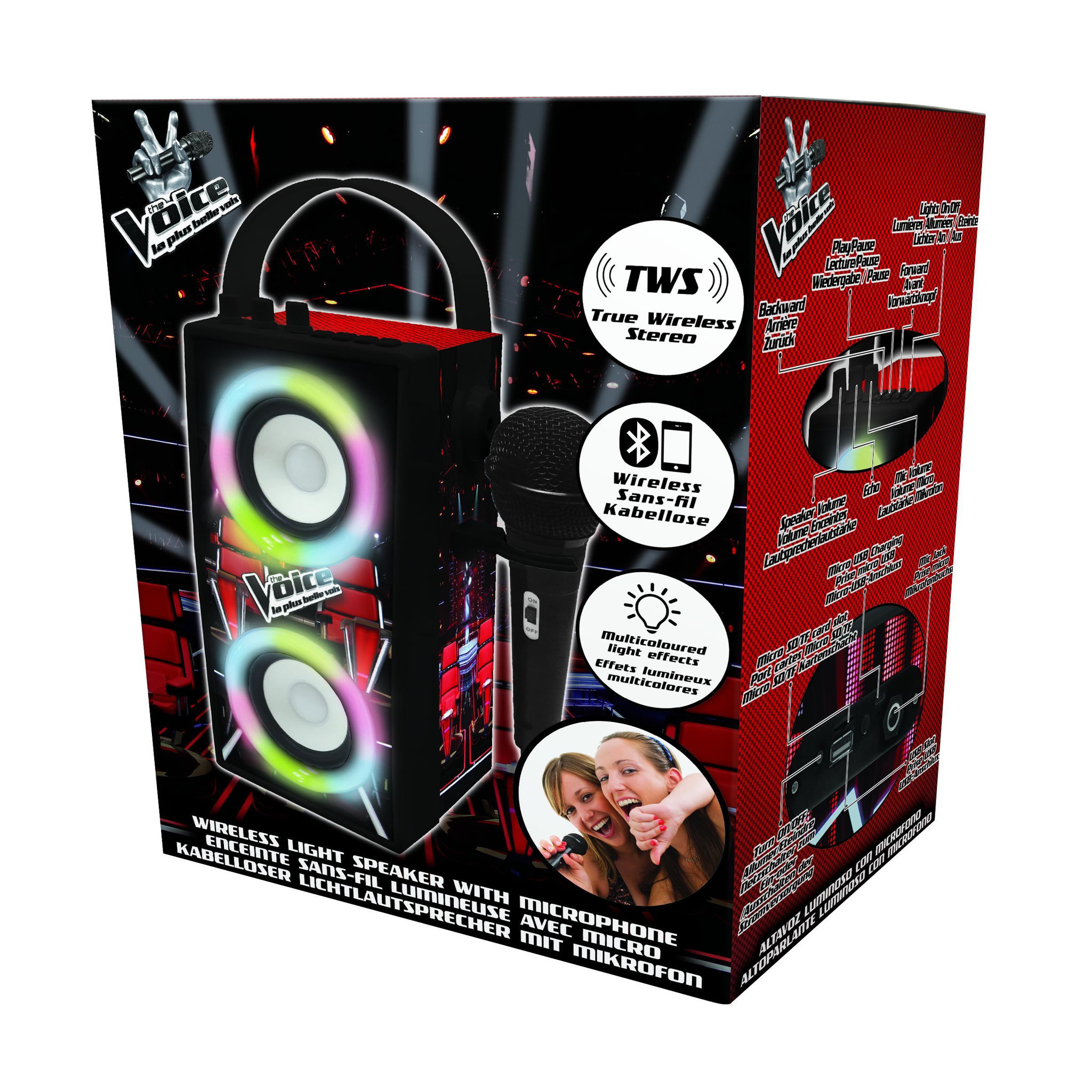 Voir la diapositive 6 : Lexibook Enceinte Bluetooth portable avec micro et effets lumineux The Voice