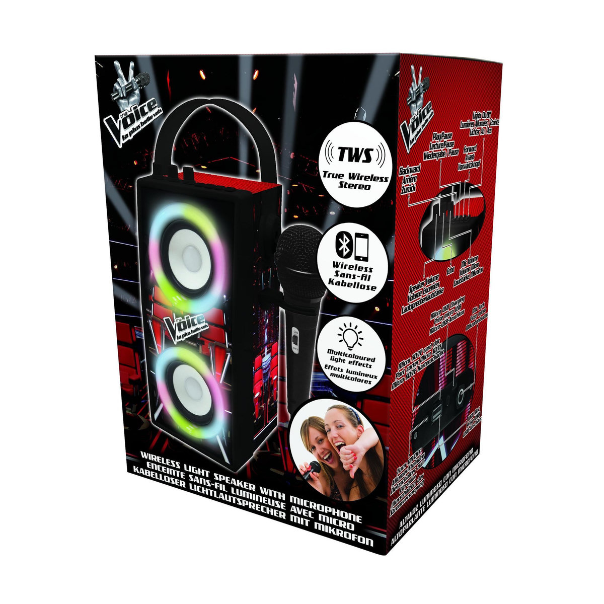 Lexibook Enceinte Bluetooth portable avec micro et effets lumineux The Voice