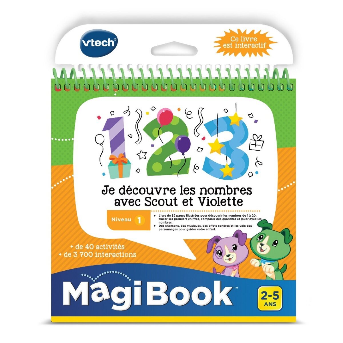 VTECH Livre interactif - Je Découvre les Nombres avec Scout et Violette -  Magibook 