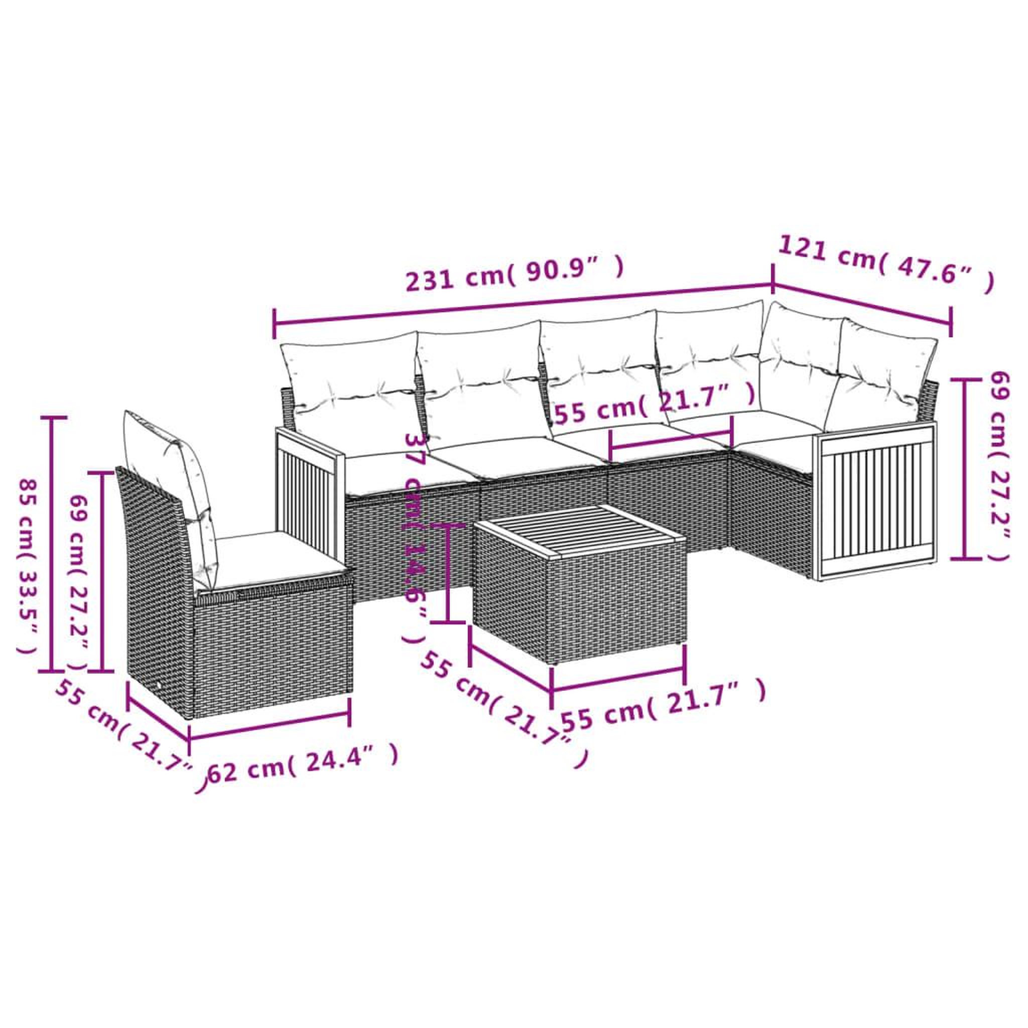 Voir la diapositive 6 : VIDAXL Salon de jardin 7 pcs avec coussins noir resine tressee