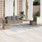 VIDAXL Salon de jardin avec coussins 5 pcs beige resine tressee