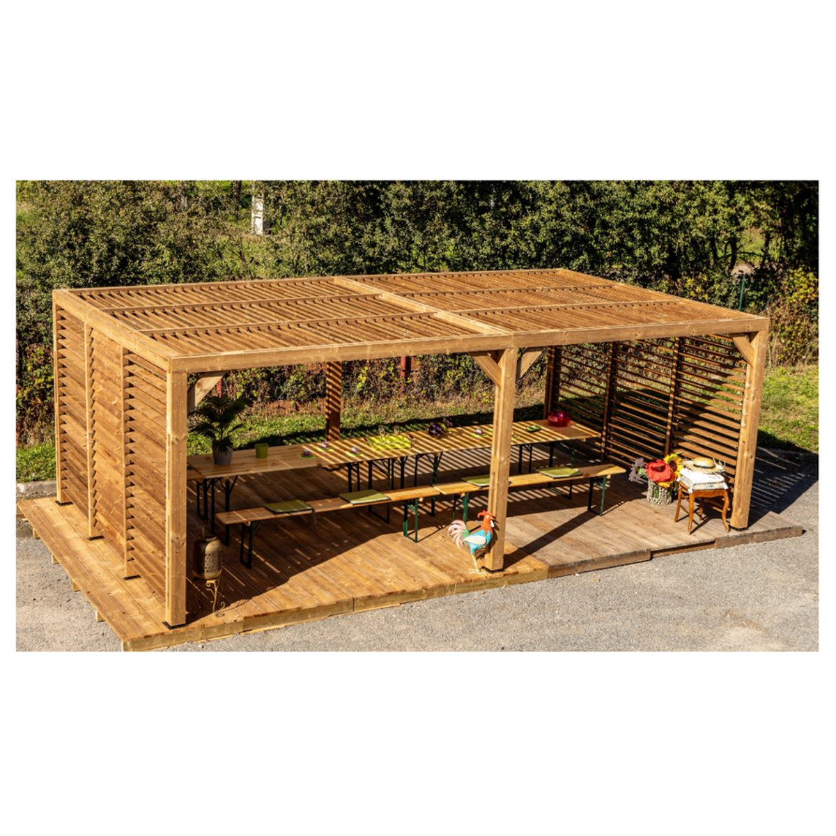 Hisense Pergola thermauvent en bois thermo chauffé avec ventelles mobiles - tho3562vvt