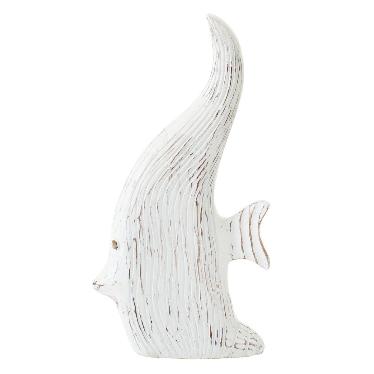 Paris Prix Statuette Déco en Bois  Poisson Antique  38cm Blanc
