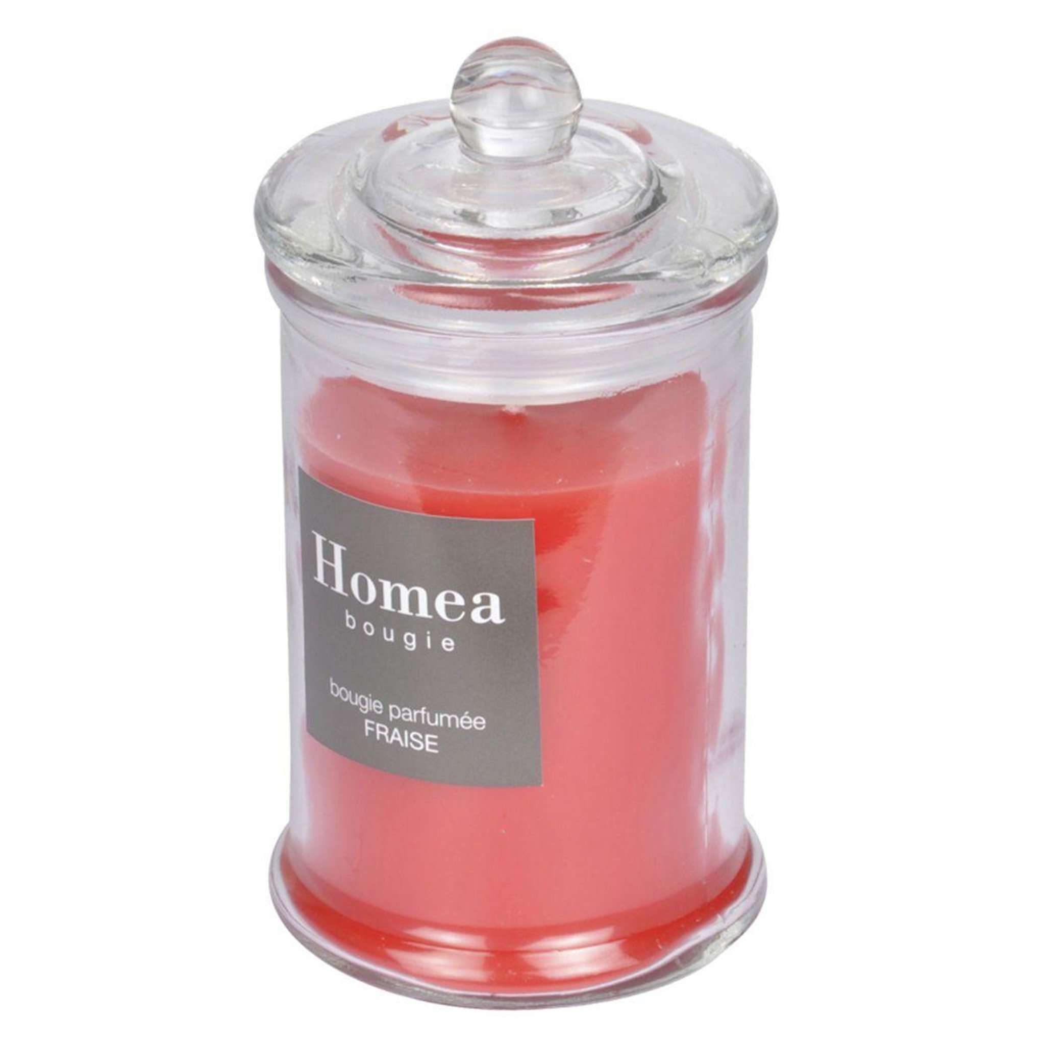 Voir la diapositive 2 : HOMEA Bougie parfumée bocal  essentiel  15cm fraise