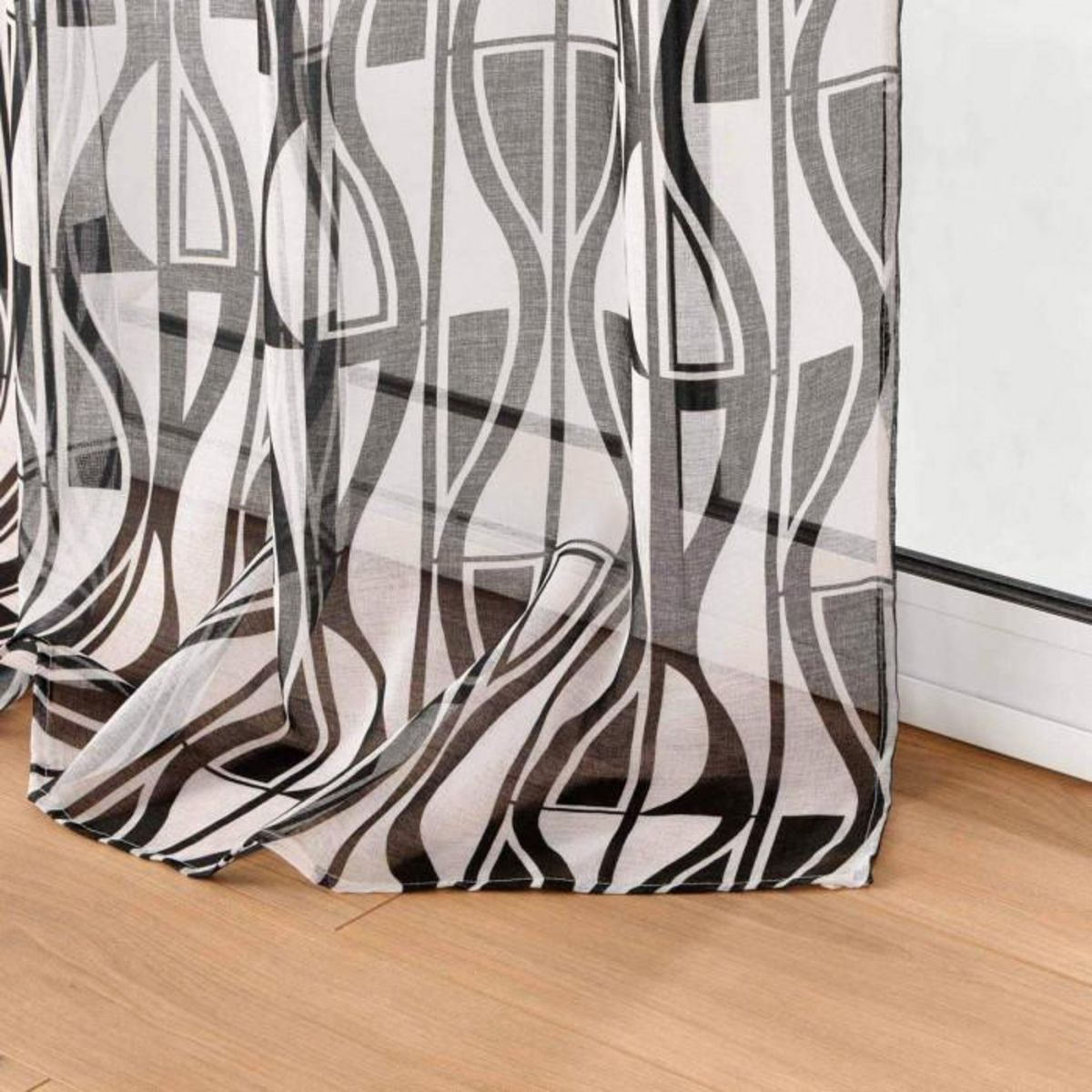 Paris Prix Rideau Voilage à Œillets  Ikaris  140x240cm Noir & Blanc