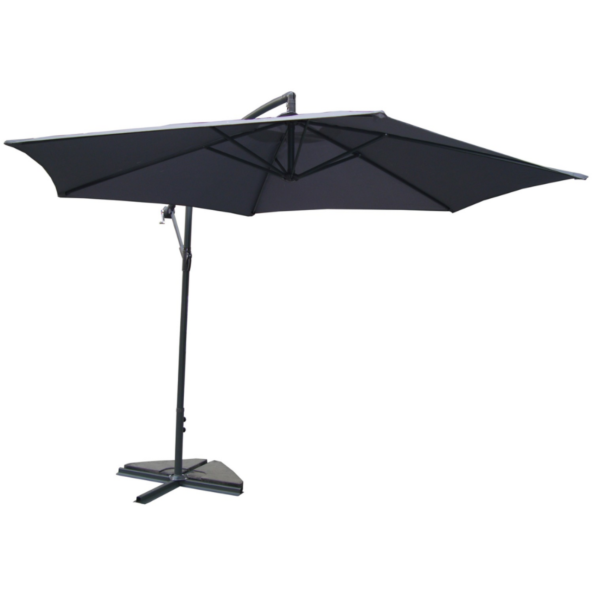 Voir la diapositive 5 : CONCEPT USINE Parasol  gris déporté rond 3 x 3 m PORTICCIO