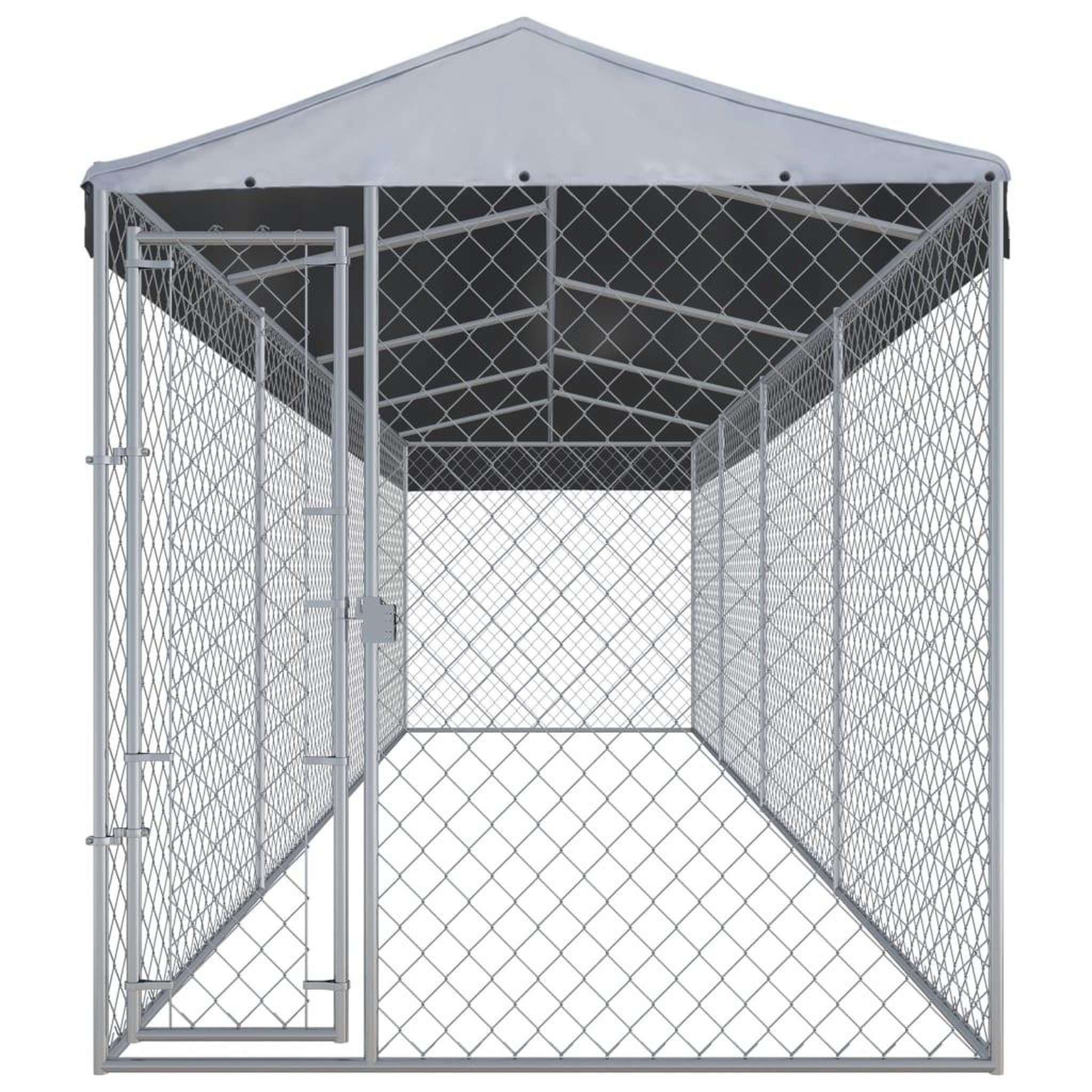 Voir la diapositive 2 : VIDAXL Chenil exterieur avec toit pour chiens 760x190x225 cm
