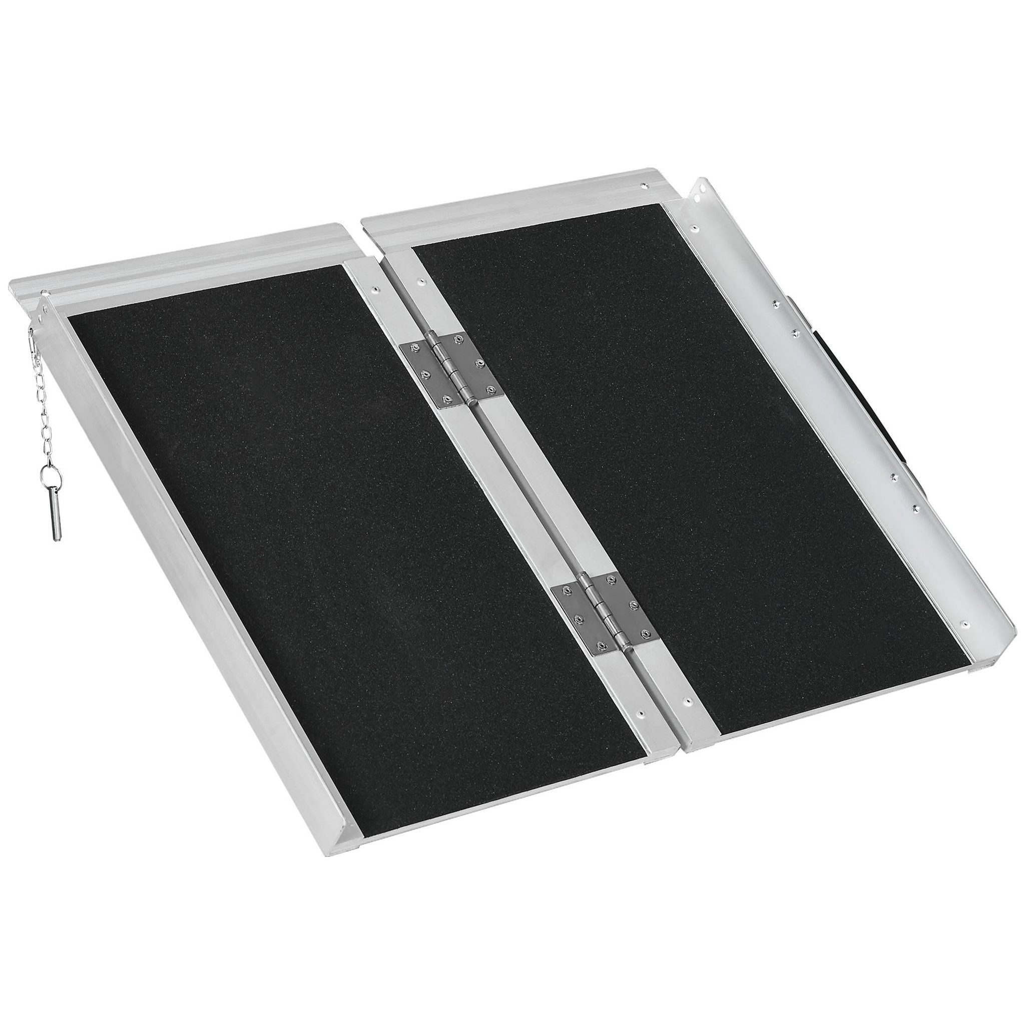 Voir la diapositive 1 : HOMCOM Rampe de fauteuil roulant rampe de chargement rampe d'accès antidérapante pliable avec bordures de sécurité max. 270 Kg alu. noir