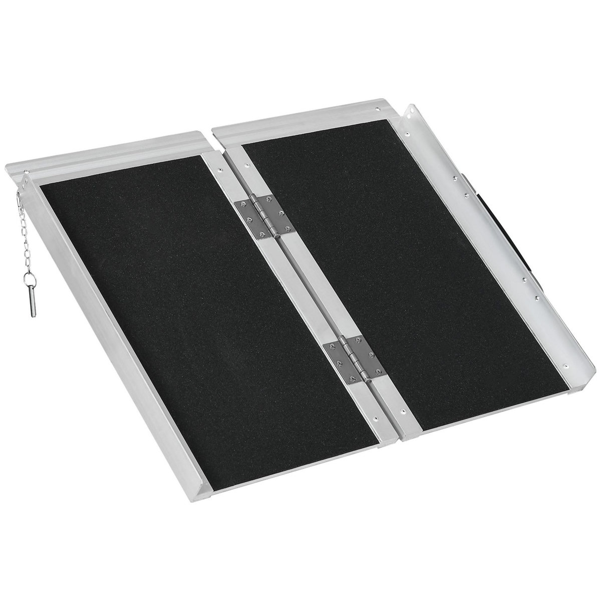 HOMCOM Rampe de fauteuil roulant rampe de chargement rampe d'accès antidérapante pliable avec bordures de sécurité max. 270 Kg alu. noir