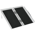 HOMCOM Rampe de fauteuil roulant rampe de chargement rampe d'accès antidérapante pliable avec bordures de sécurité max. 270 Kg alu. noir