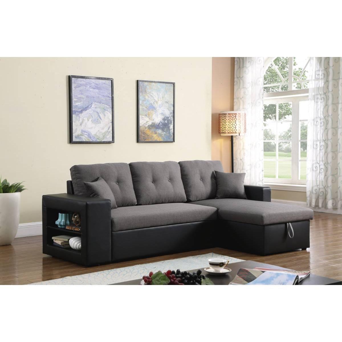 Habitat et Jardin Canapé d'angle convertible/réversible  Axel  - 3 places - Noir/Gris