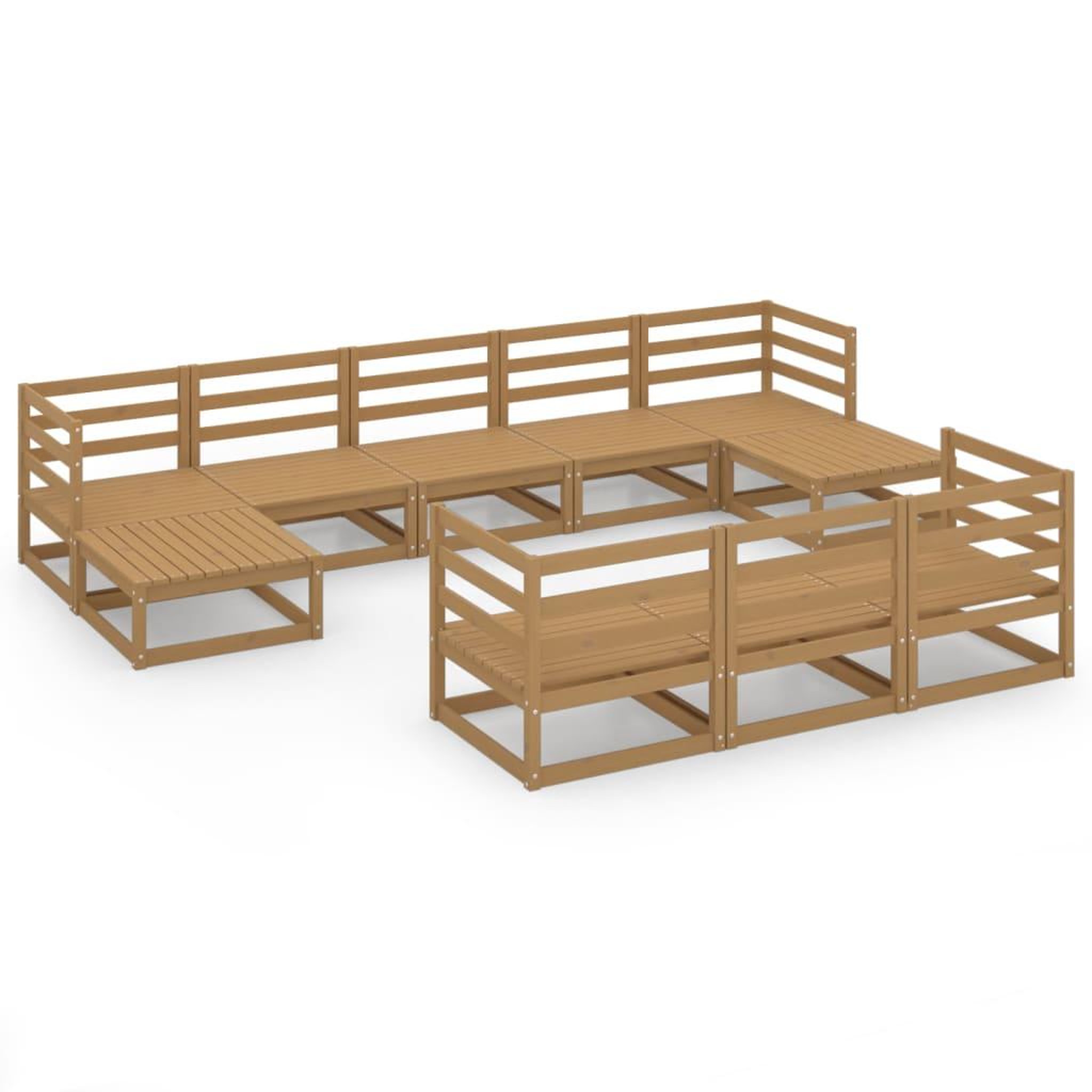 Voir la diapositive 2 : VIDAXL Salon de jardin 10 pcs bois de pin massif