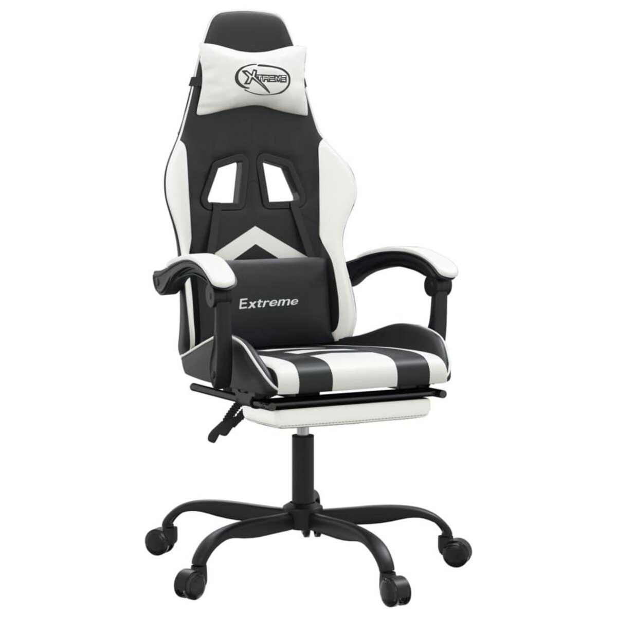 VIDAXL Chaise de jeu avec repose-pied Noir et blanc Similicuir