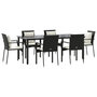 Voir la diapositive 3 : VIDAXL Ensemble a manger de jardin coussins 7pcs Noir Resine tressee