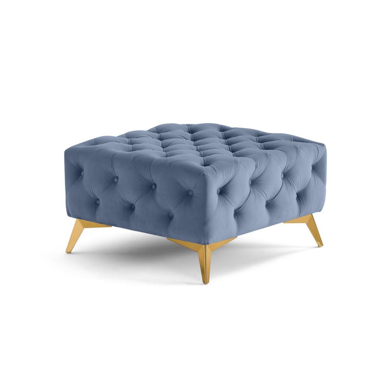 LISA DESIGN Camden - pouf chesterfield en velours - pieds en métal doré
