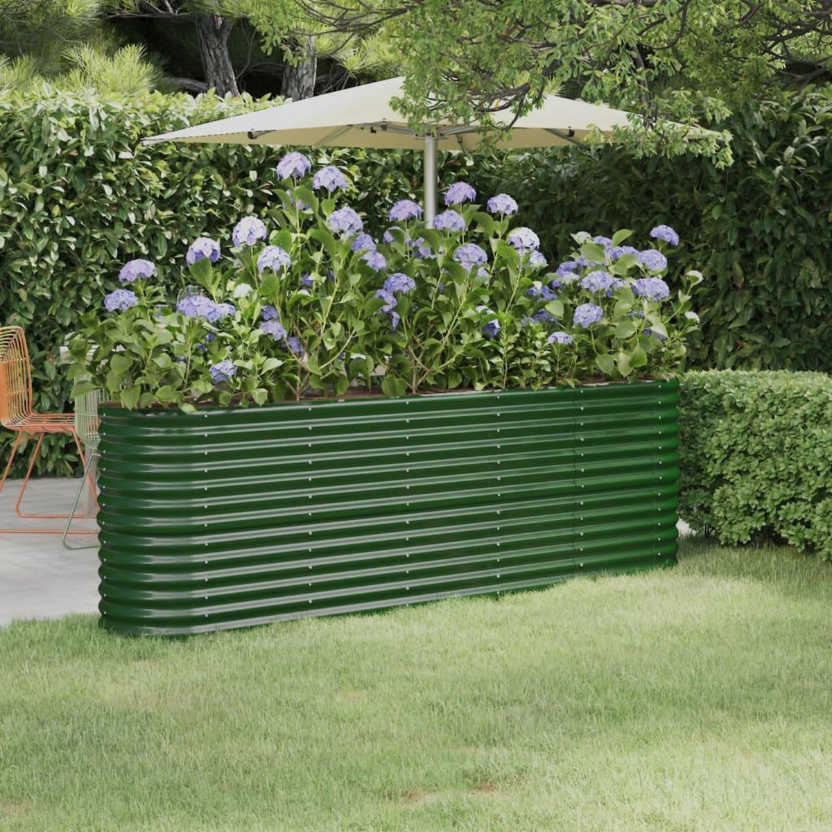 VIDAXL Lit sureleve de jardin Acier enduit de poudre 224x40x68 cm Vert