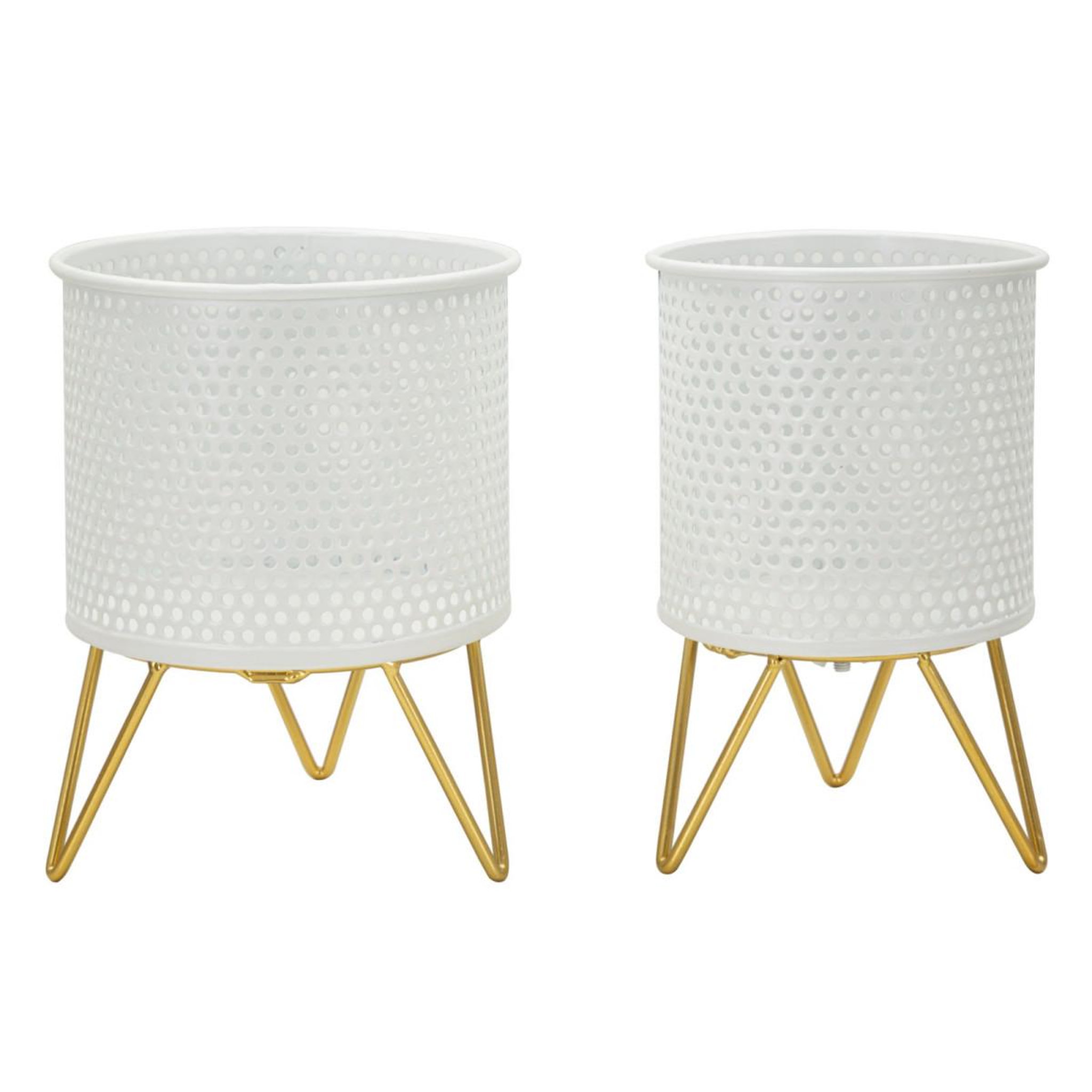 Paris Prix Lot de 2 cache-pots design  gaspy  20cm blanc & or
