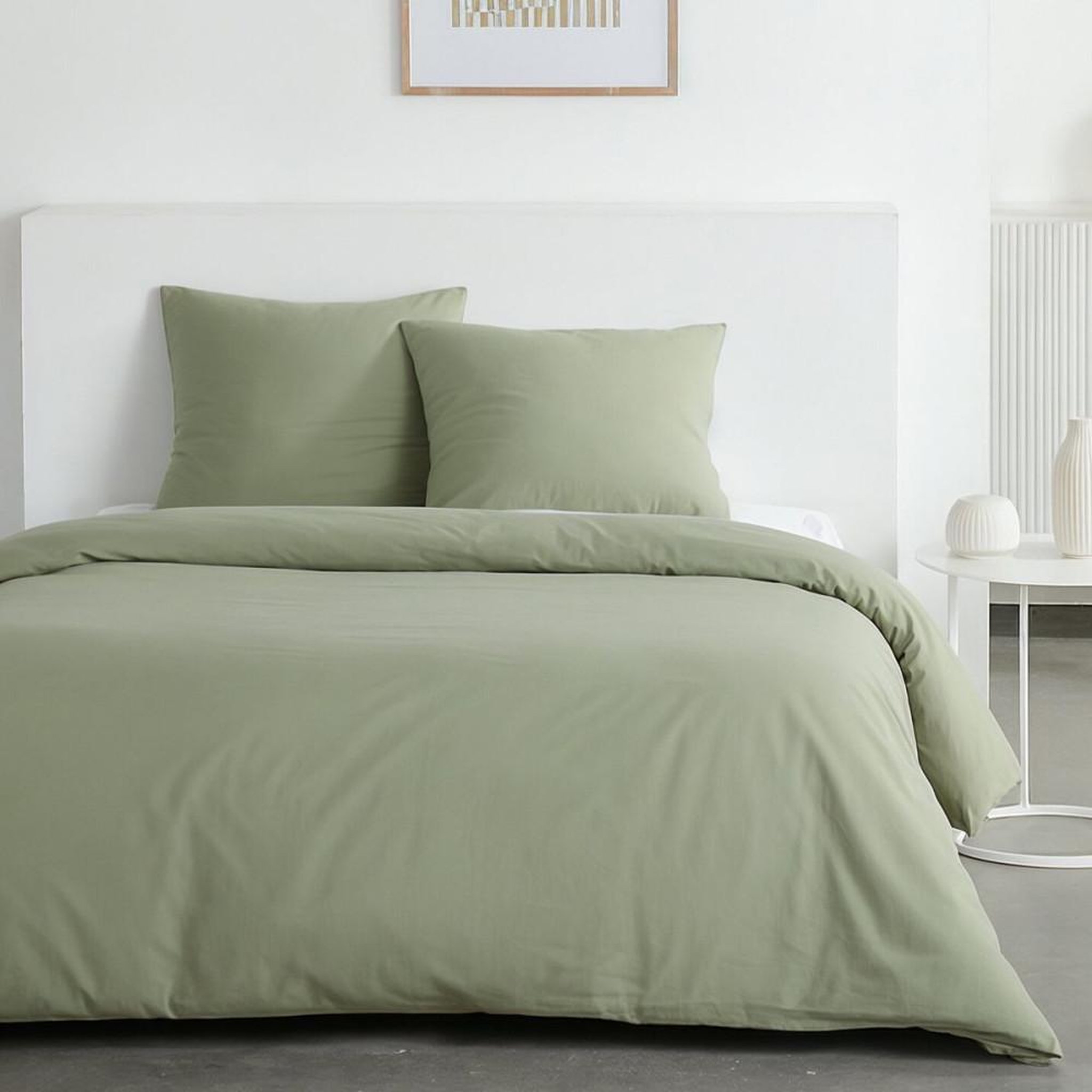 Today Parure de lit - TODAY - Essential - 2 personnes - 220 x 240 cm - Effet lavé sauge
