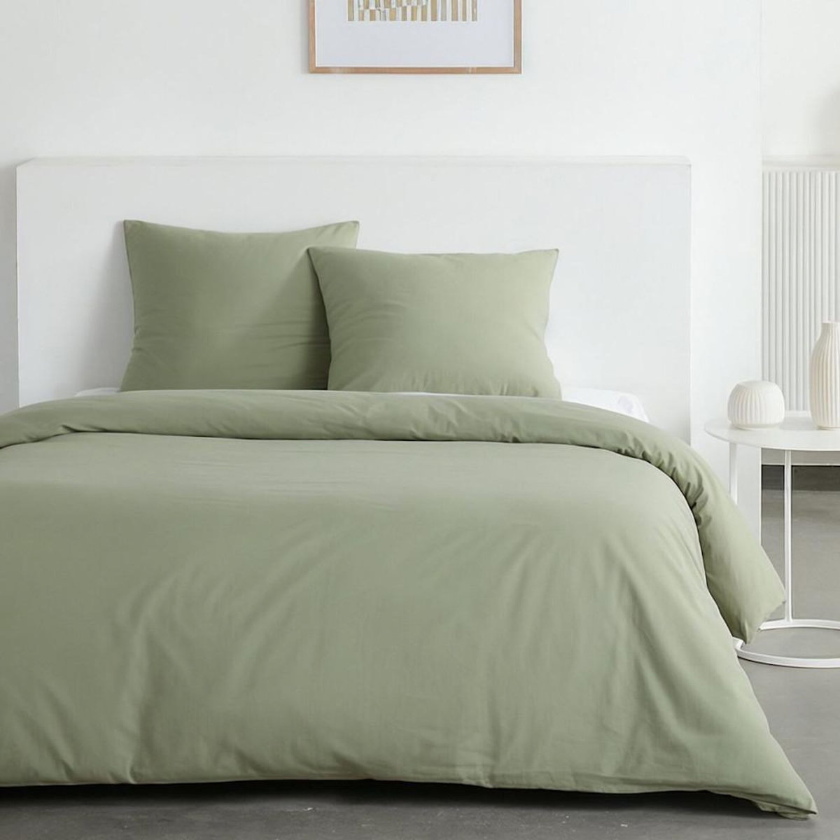 Today Parure de lit - TODAY - Essential - 2 personnes - 220 x 240 cm - Effet lavé sauge