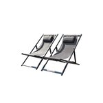 CONCEPT USINE Lot de 2 transats alu gris TEVATA