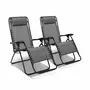 SWEEEK Lot de 2 fauteuils relax – Patrick – Textilène, pliables, multi-positions, taupe