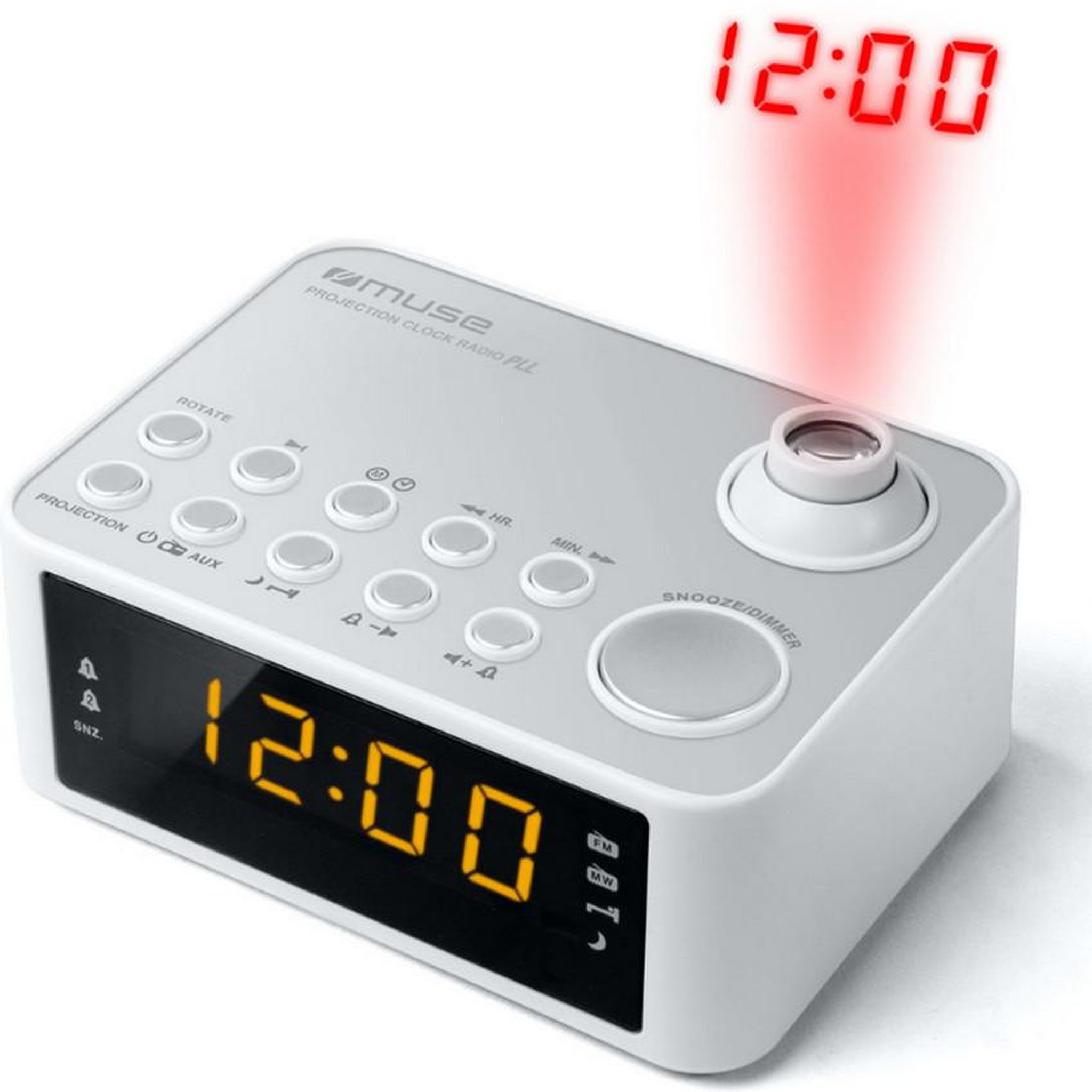 Muse Radio-réveil avec projecteur blanc - m178pw