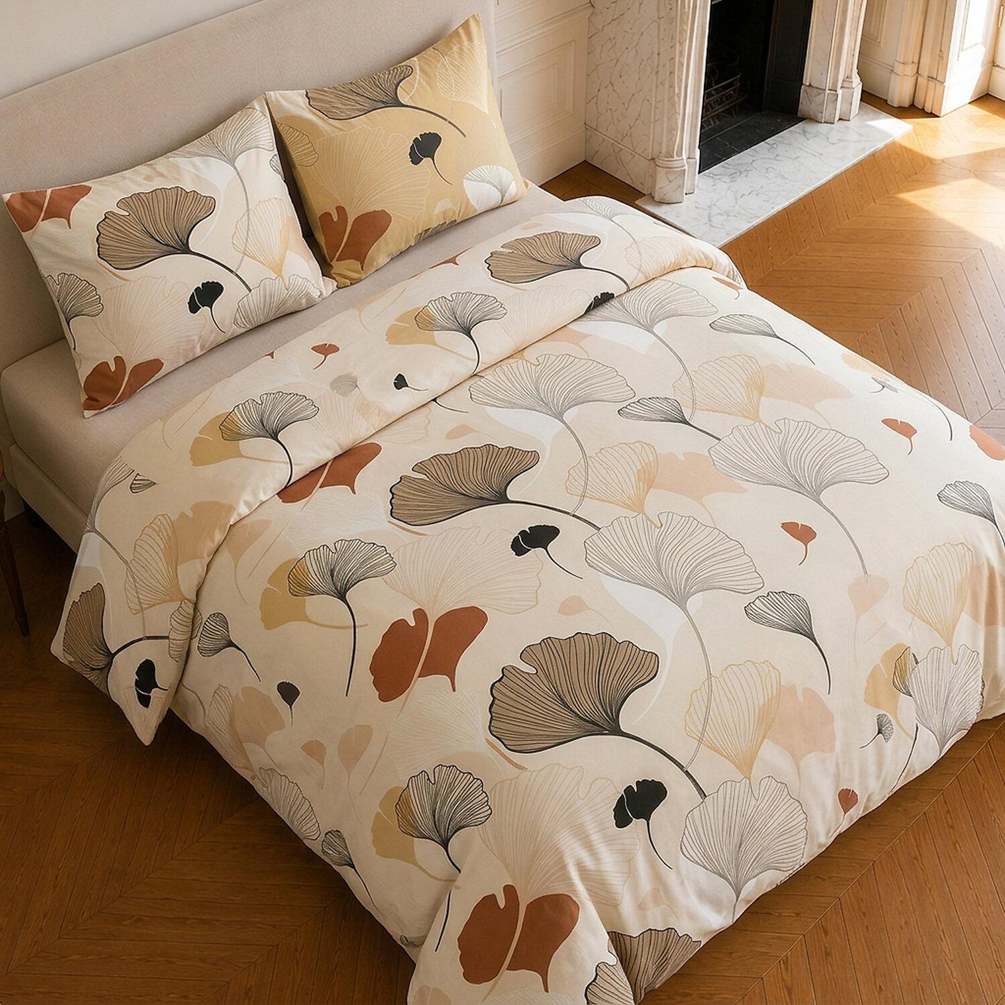 Voir la diapositive 4 : Home collection Parure housse de couette imprimée 100% coton 57 fils - minkly