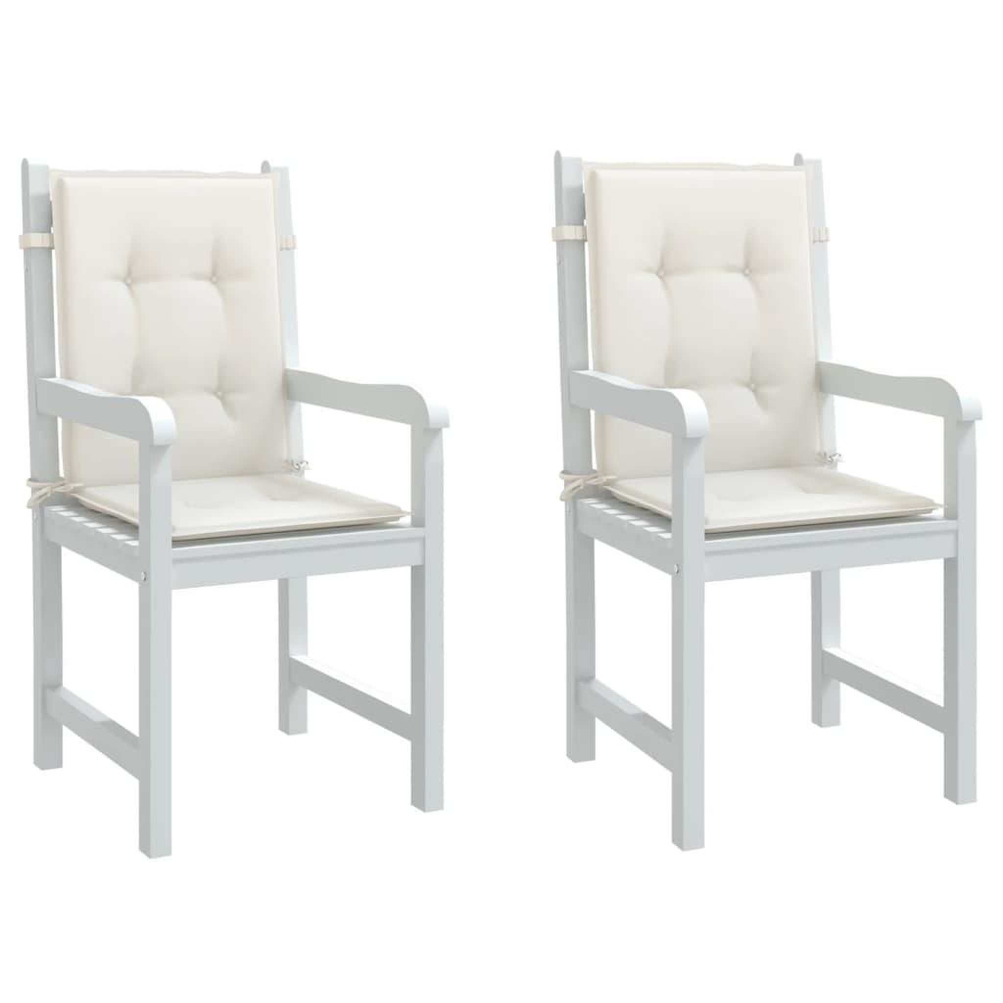 VIDAXL Coussins de chaise a dossier bas lot de 2 creme melange tissu