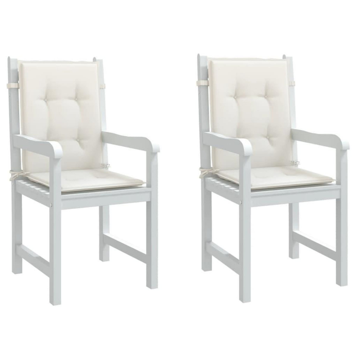 VIDAXL Coussins de chaise a dossier bas lot de 2 creme melange tissu