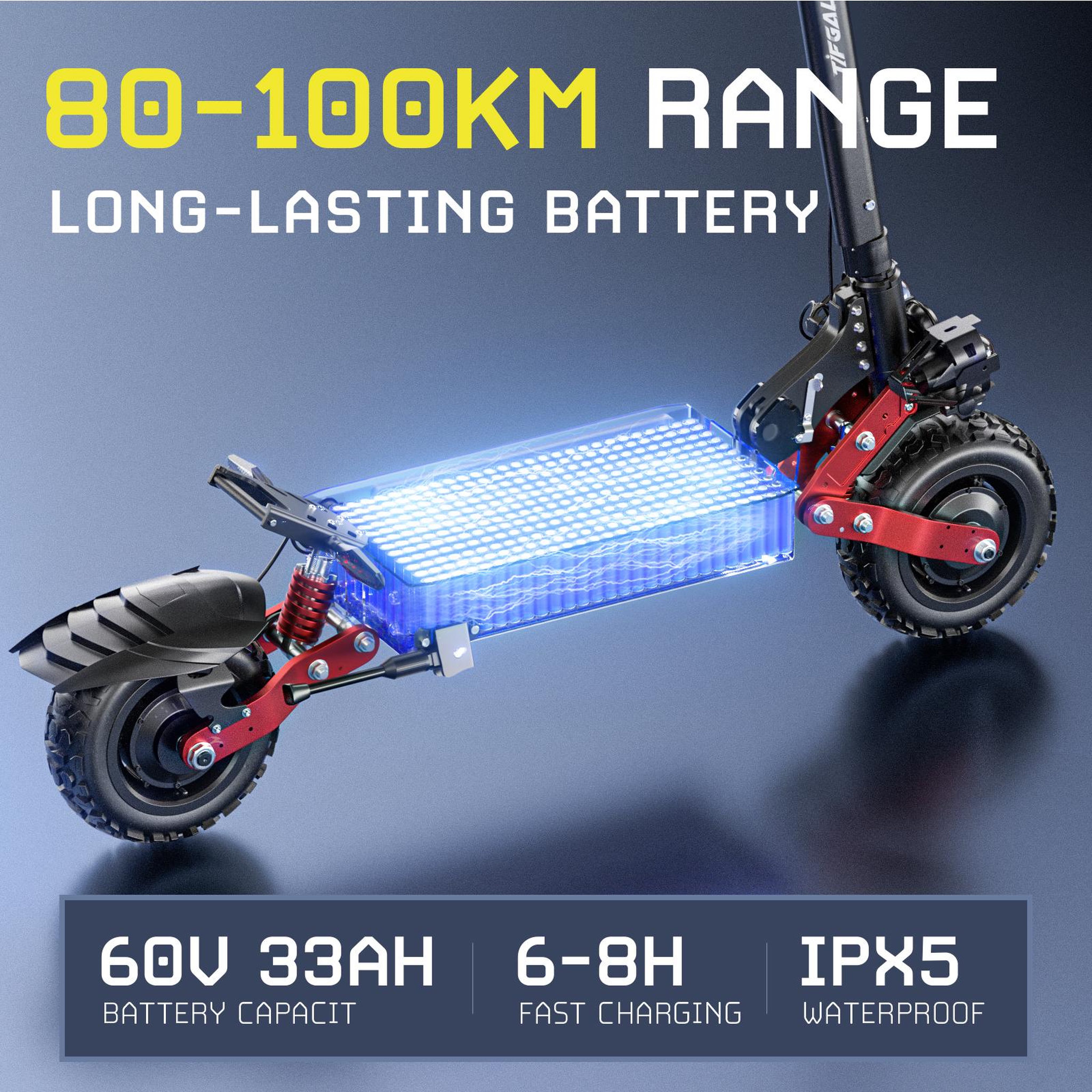 Voir la diapositive 6 : Cleytro Trottinette électrique Cleytro CL8 à double moteur – Tout-terrain 11 pouces, batterie 60 V 33 Ah, noire