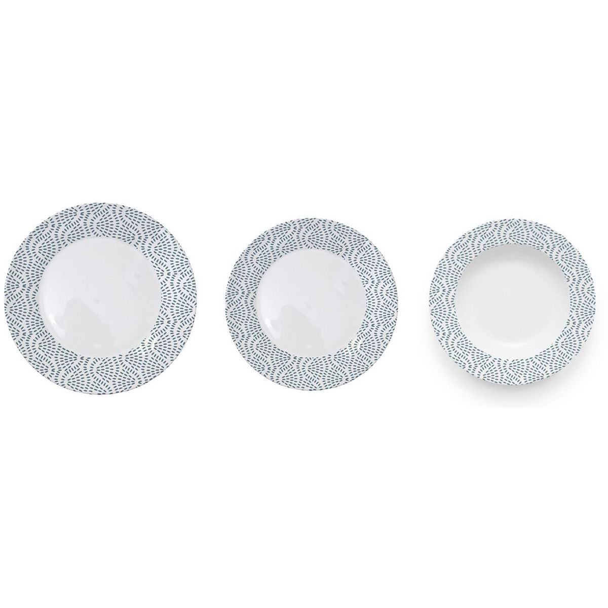 Service d'assiettes porcelaine de 18 pièces BLEU